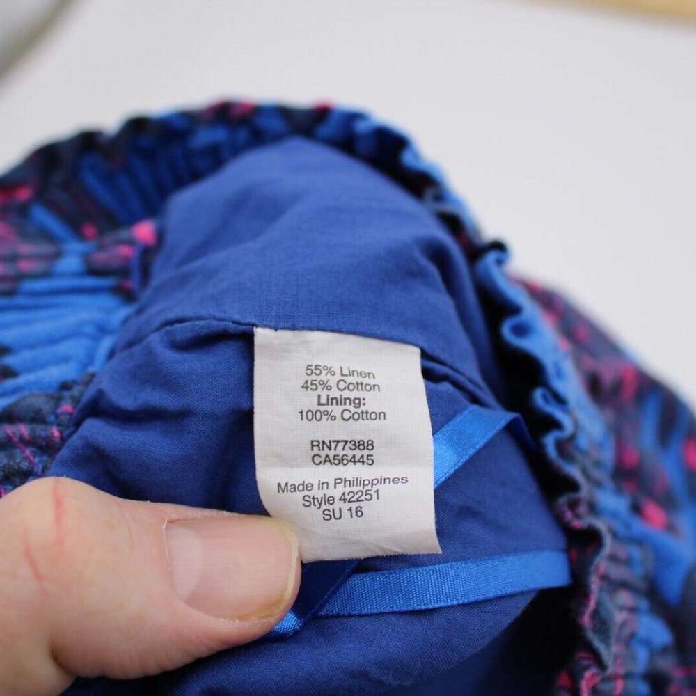 J. Crew Shorts Womens SZ 2 Blue Purple Linen Blend Pull On Floral Skirt - Picture 4 of 5